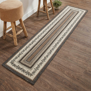 Floral Vine Jute Rect. Braided Runner Rug with Rug Pad 24